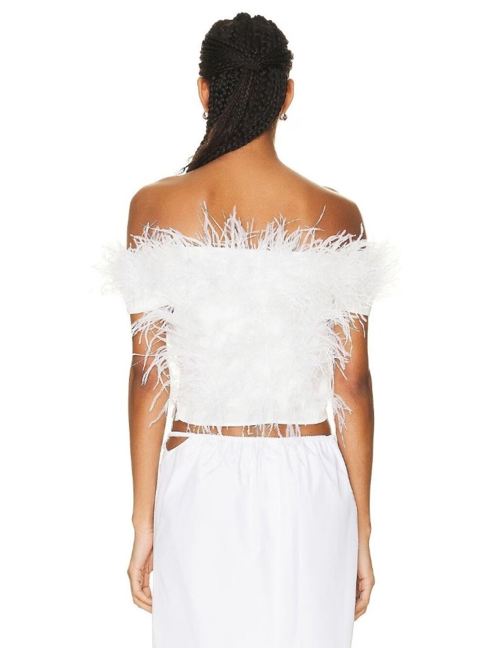 Cult Gaia Sosha Feather Top in Off White 6 New Womens Blouse - Picture 2 of 16